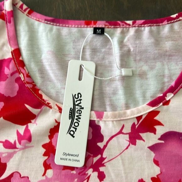 NWT Floral Midi Summer Tiered Dress with Ruffle Sleeves and Pockets - Picture 12 of 15